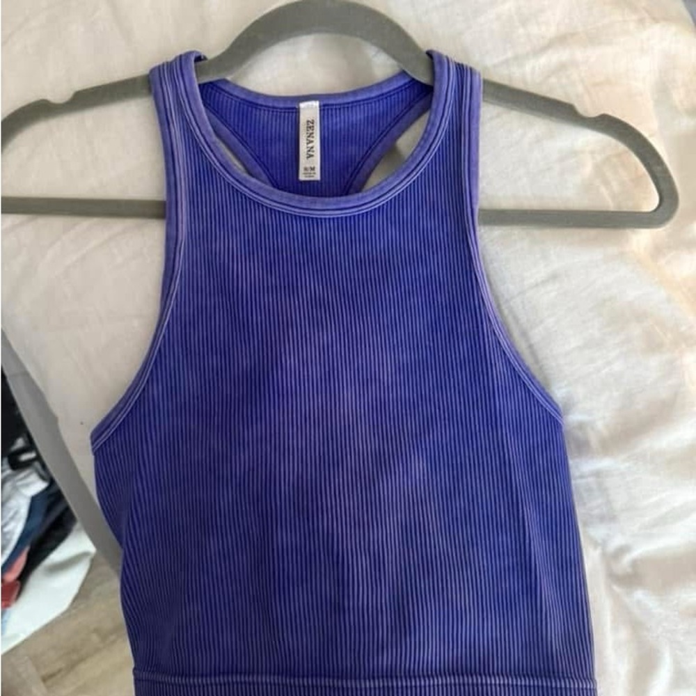 Ribbed Purple Tank Top by Zara